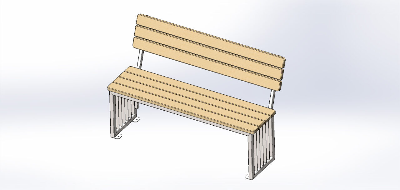 3D модель Скамья уличная 1550х620х1000(мм)