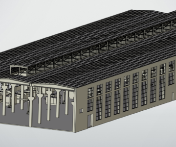 3D модель Цех механообработки (типовой) 125х45х12м (ДхШхВ) с оборудованием (станки с ЧПУ)