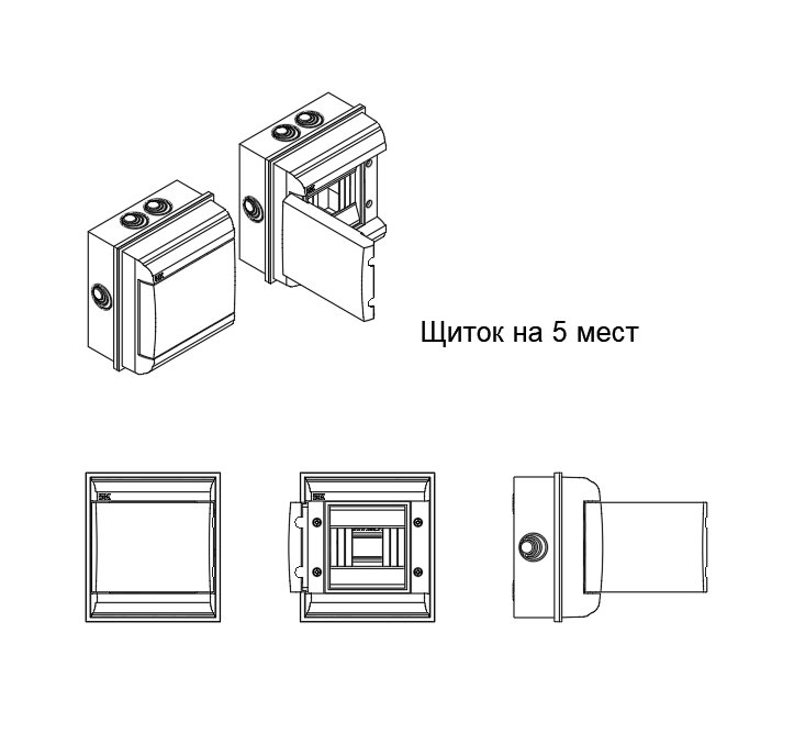 3D модель Щиток на 5 мест  в пластиковом корпусе IEK