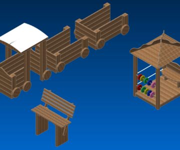 3D модель Игровой комплекс с паровозиком и беседкой
