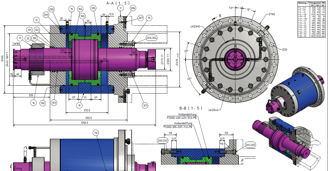 3D модель Гидравлический цилиндр GW / Mandrel System No. 4(Cylinder Layout)