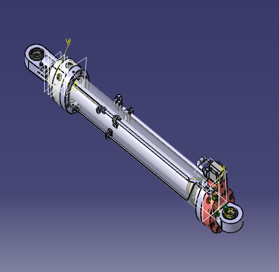 3D модель Цилиндр поворота крыши 160/100-1350 (с шарнирной защелкой и контрольным клапаном)