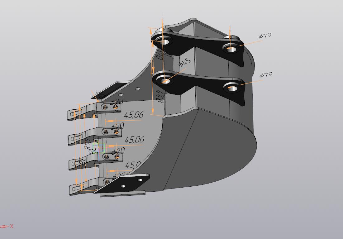 3D модель 3д модель ковша для экскаватора-погрузчика VOLVO BL71