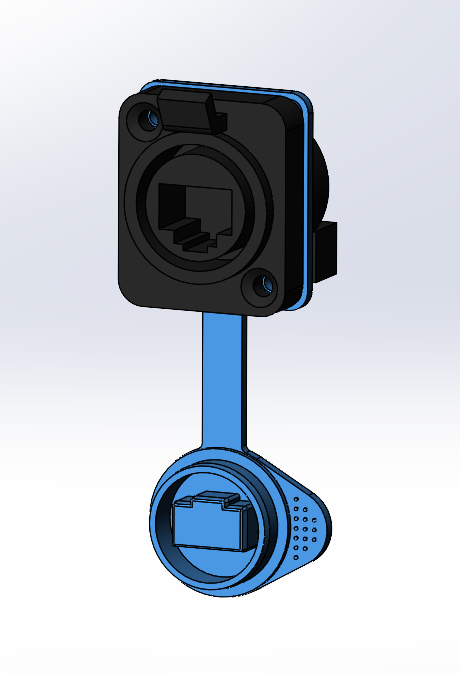 3D модель Ethernet RJ-45 to DCкорпусной разъём IP67