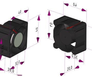 3D модель Вентилятор 12В, 40х40х20мм , подш. качения, 5500 об/мин