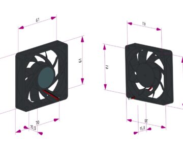 3D модель Осевой вентилятор для охлаждения RX 70х70х15 мм 12 В