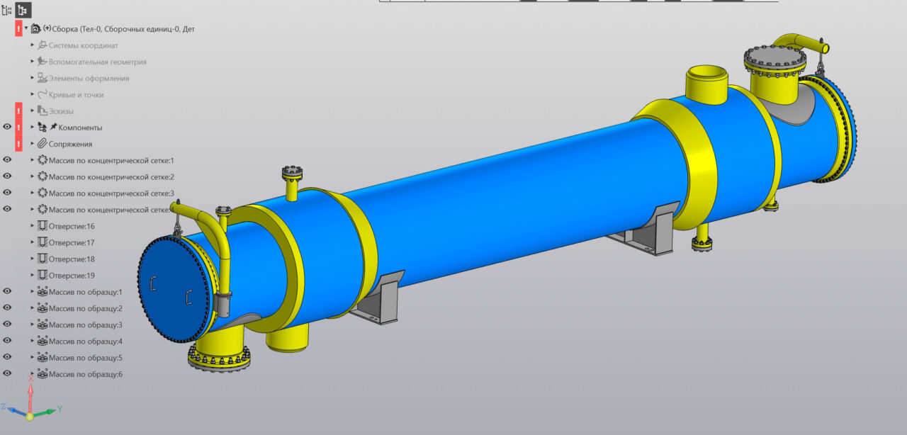 3D модель Разработка теплообменного оборудования для охлаждения синтез-газа после стадии метанирования