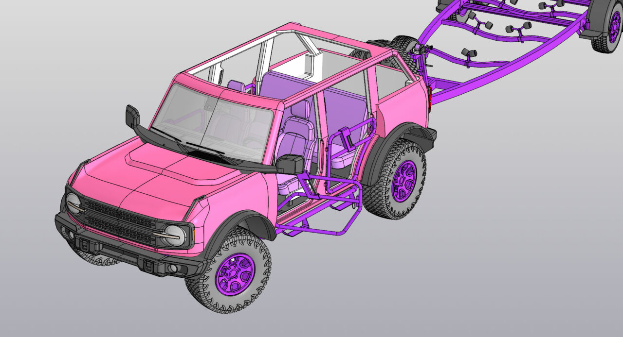 3D модель Джип Ford-Bronco с лодочным прицепом