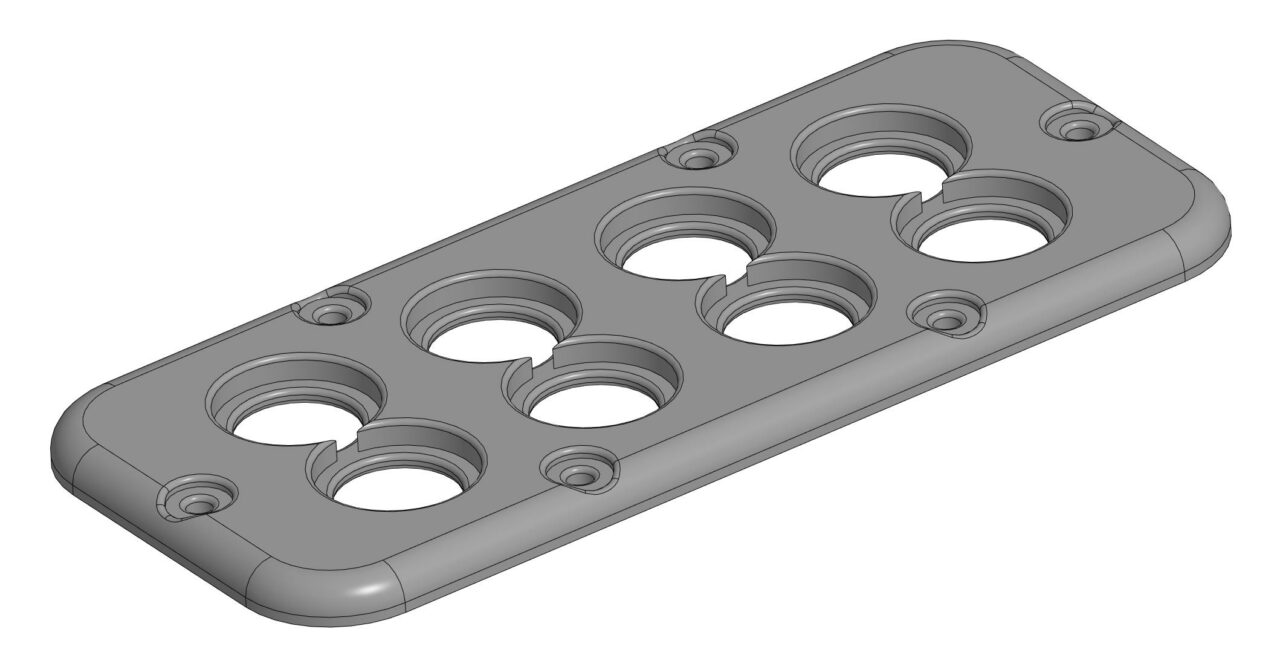 3D модель Крышка для корпуса Chint 8 сальников pg16