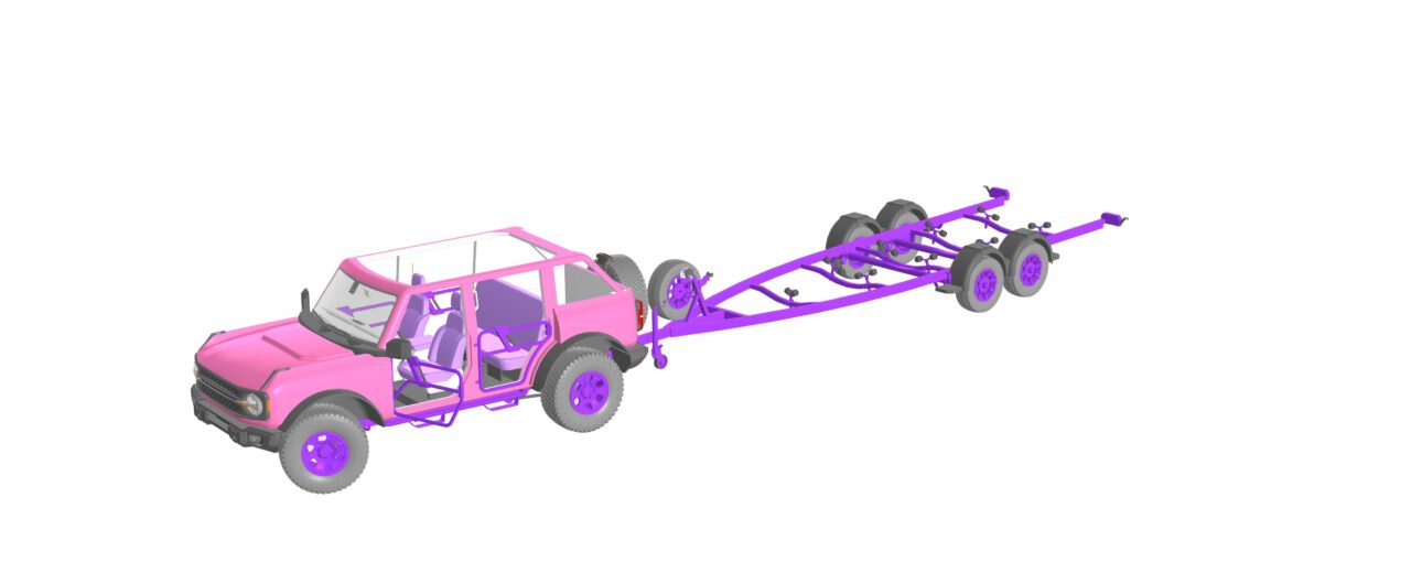 3D модель Джип Ford-Bronco с лодочным прицепом