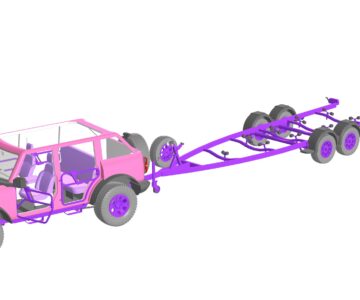 3D модель Джип Ford-Bronco с лодочным прицепом