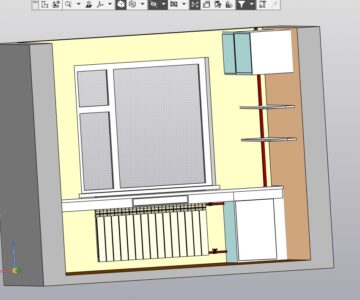 3D модель 3д модель письменного стола с тумбой и полками
