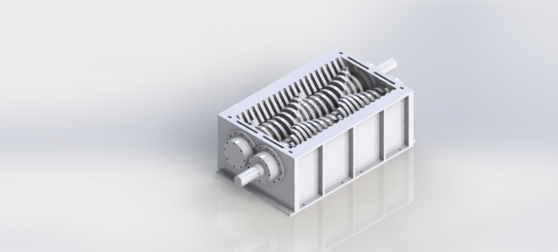 3D модель Двухвальный измельчитель отходов - 10 т/час