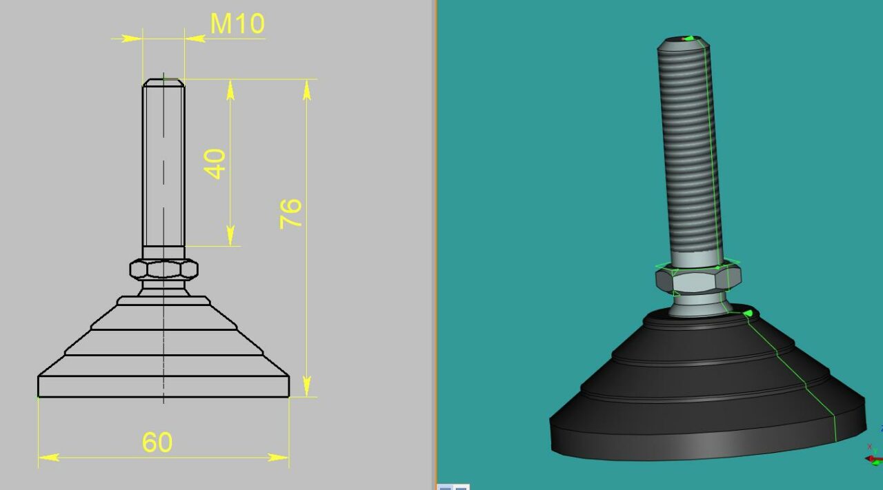 3D модель Опора регулируемая LV.A-60