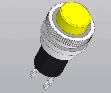 3D модель Кнопка DS-314, Кнопка, 2 конт., OFF- (ON), без фикс., 250В/0,50А, желтый