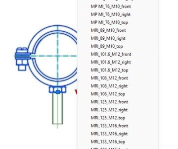 Чертеж HILTI хомут SRN и MRI,  MXI динамический блок