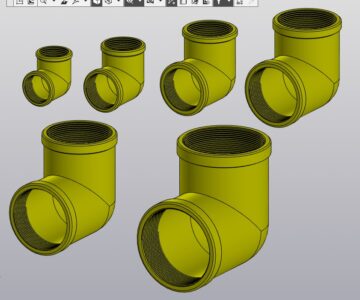 3D модель Угольник 90 гр. резьбовой латунь