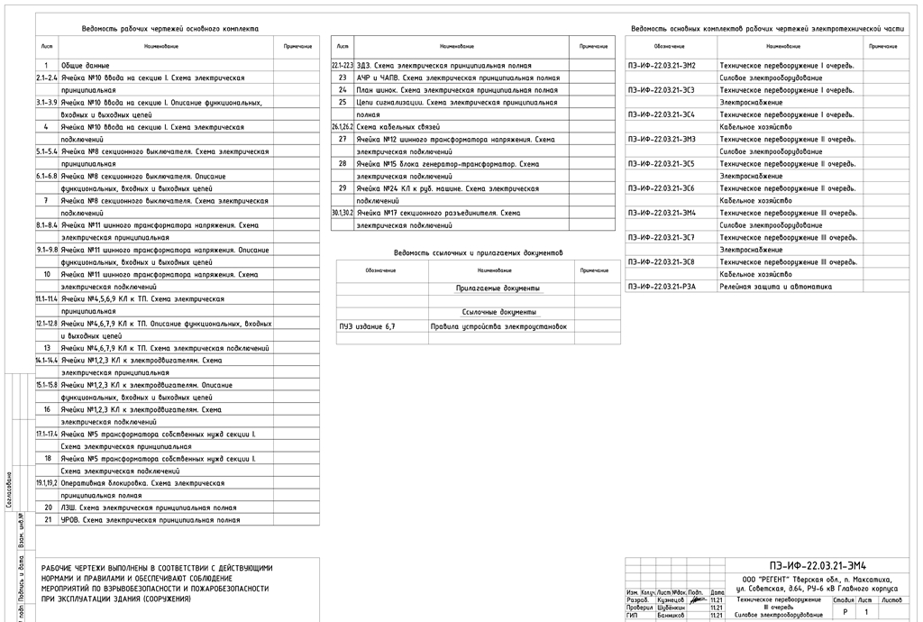 Чертеж Реконструкция РУ-6 кВ для возможности подключения генератора 2,5 МВт