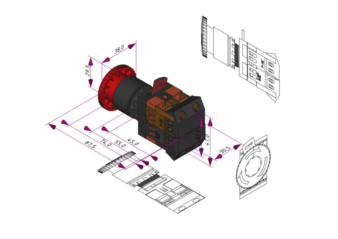 3D модель ANE-22 Кнопка аварийная