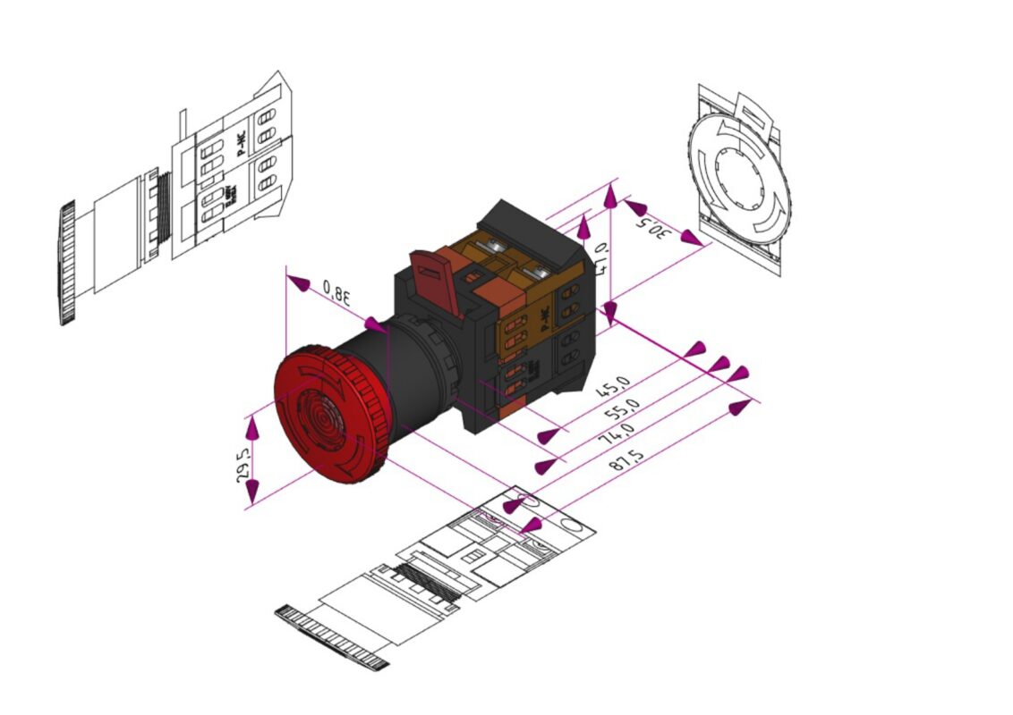 3D модель ANE-22 Кнопка аварийная