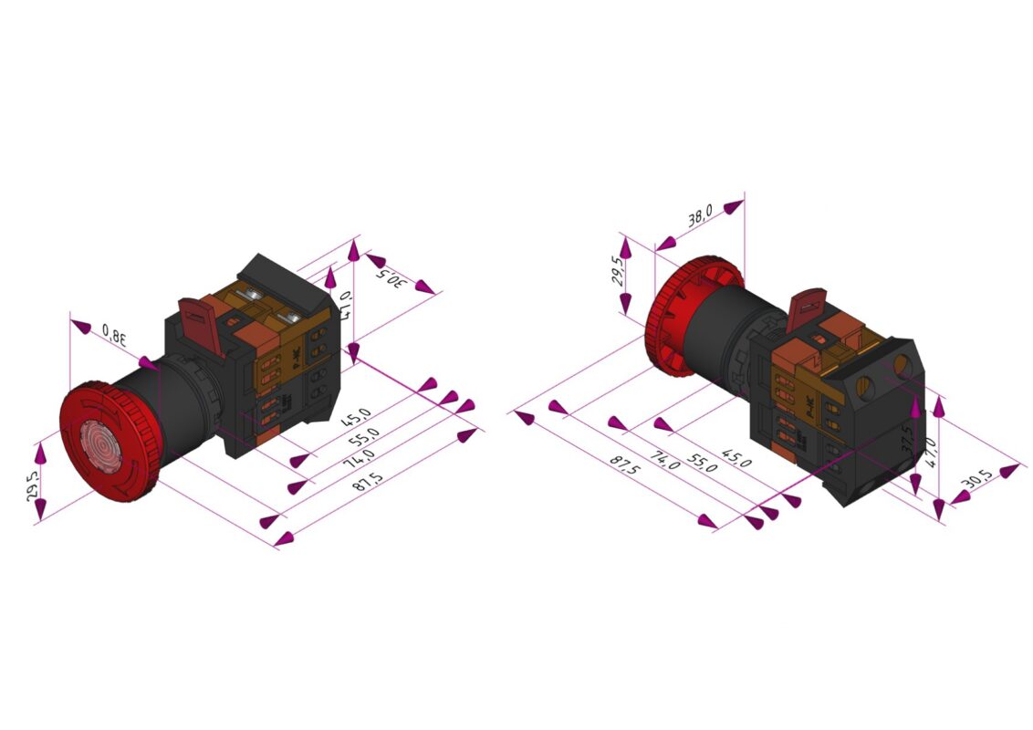 3D модель ANE-22 Кнопка аварийная