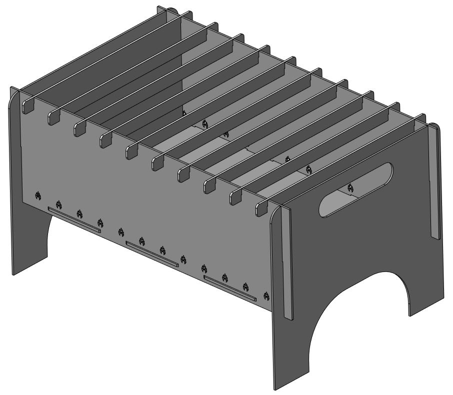 3D модель Мангал разборный, походный, с печью под казан