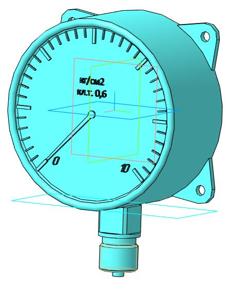 3D модель Манометр МТИФ РШ Фл d100мм (0-10кгсм2) кл.т 0,6