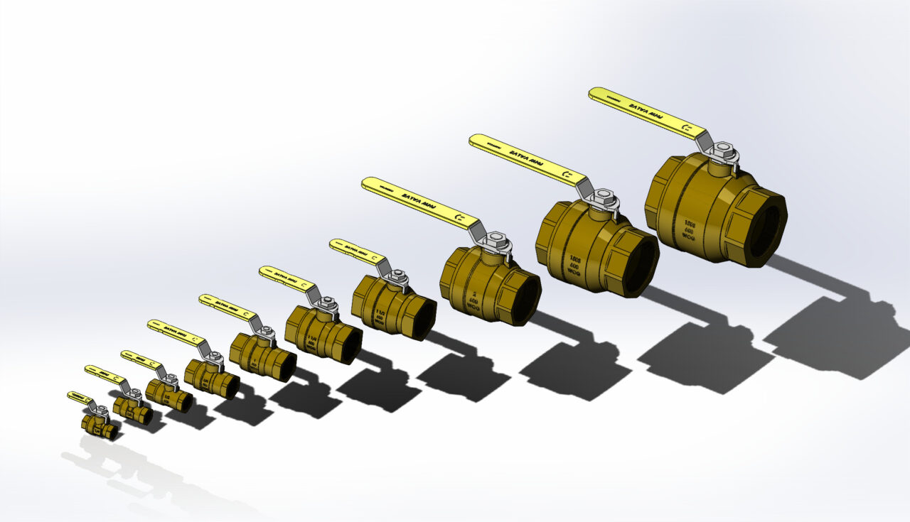 3D модель Шаровые муфтовые краны Ду8-80 (1/4"-3") бронзовые