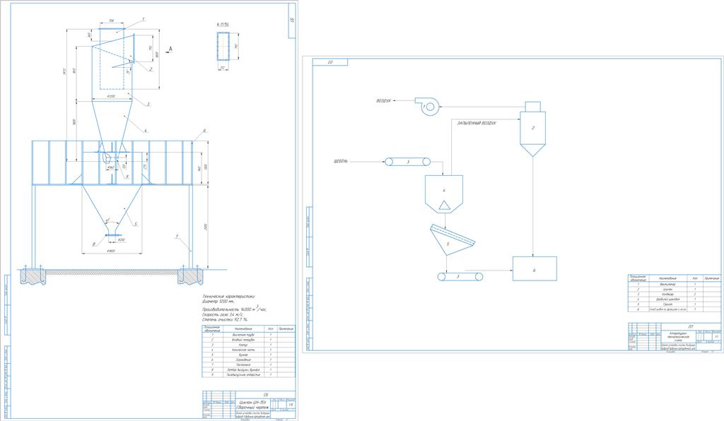 Чертеж Усовершенствование циклона для очистки воздуха