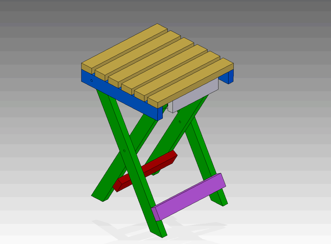 3D модель Деревянный складной стул 450X300X300