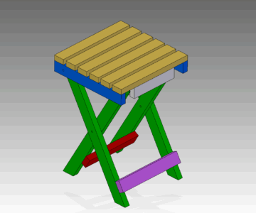3D модель Деревянный складной стул 450X300X300