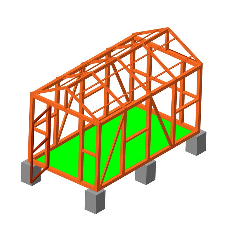 3D модель Теплица 4,5х2,5х2,87м (каркас)