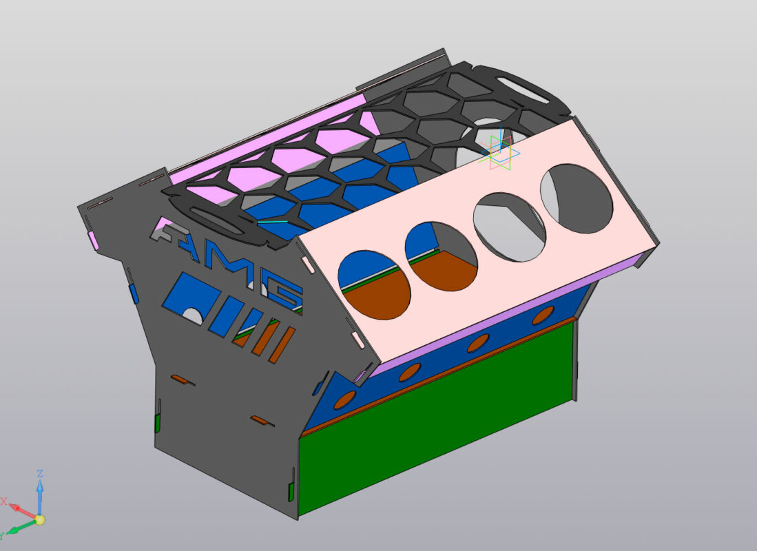 3D модель Мангал мотор V8