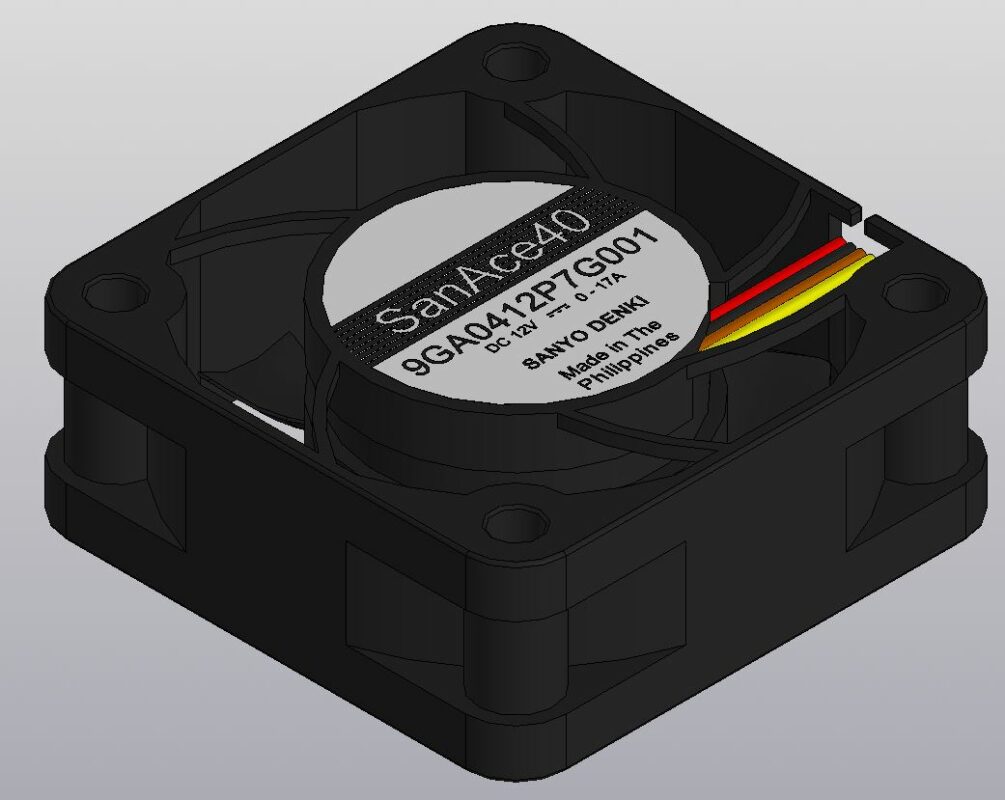 3D модель Вентилятор 9GA0412P7G001 серии San Ace 40 Sanyo Denki (40x40x15 мм)