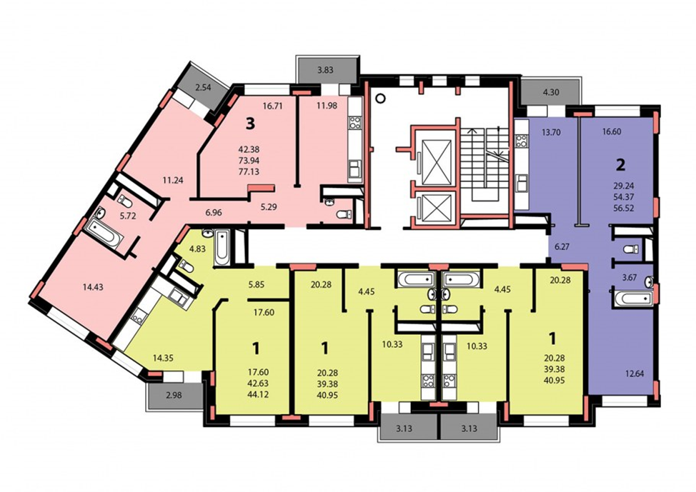 Чертеж Проектирование многоэтажного жилого дома со встроенными офисными помещениями в г. Псков (общая высота здания 29,87 м)