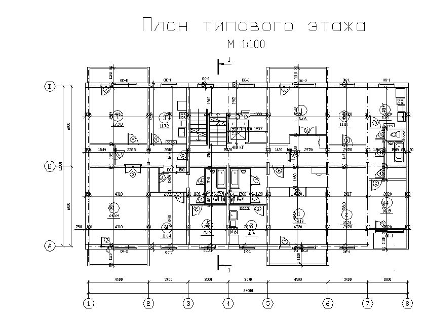Чертеж Проектирование многоэтажного жилого дома со встроенными офисными помещениями в г. Псков