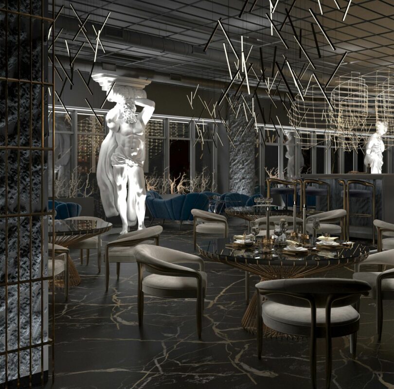 3D модель Дизайн- проект интерьера ресторана