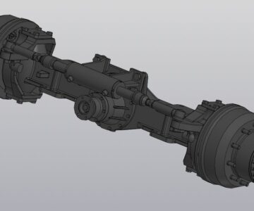 3D модель Передний и задний мосты экскаватора погрузчика