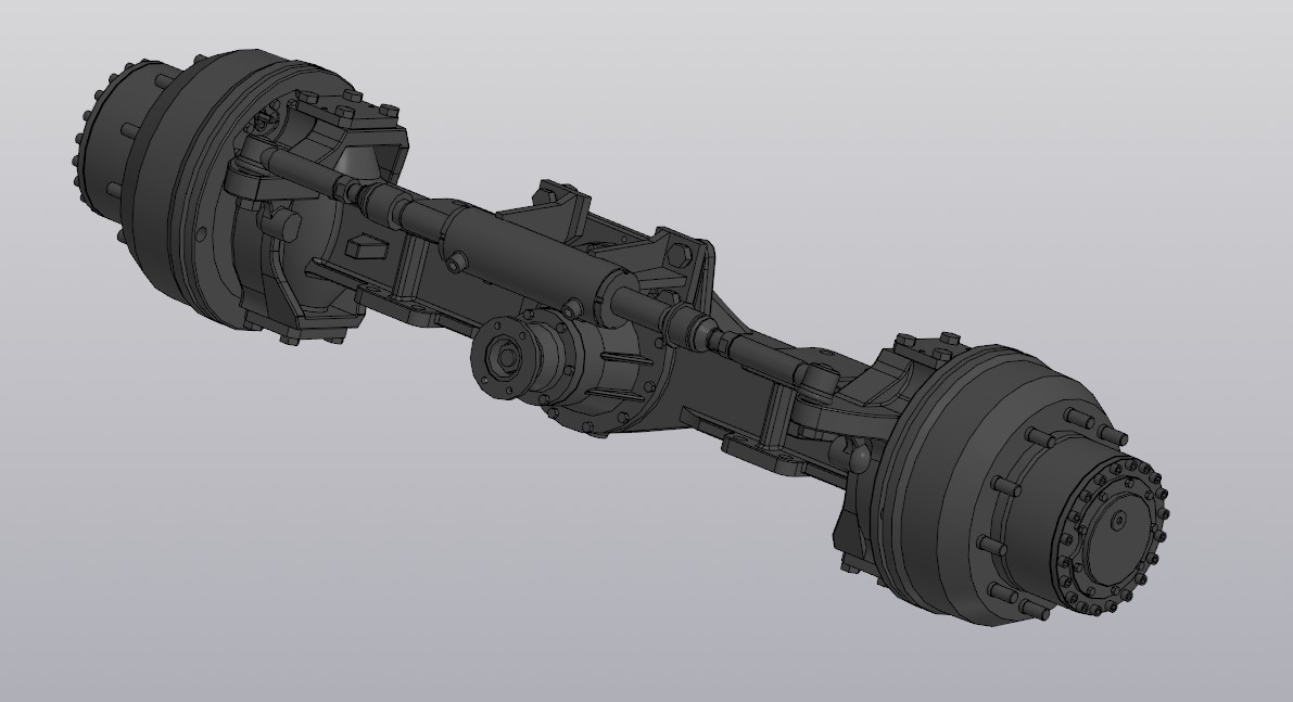 3D модель Передний и задний мосты экскаватора погрузчика