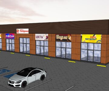 3D модель Магазин (18х42м) с разбивкой на помещения