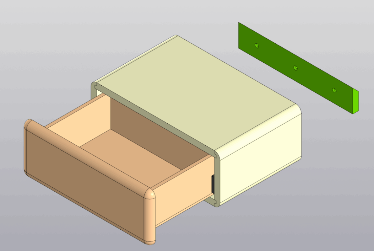 3D модель Тумба прикроватная подвесная 400х270х150 мм.