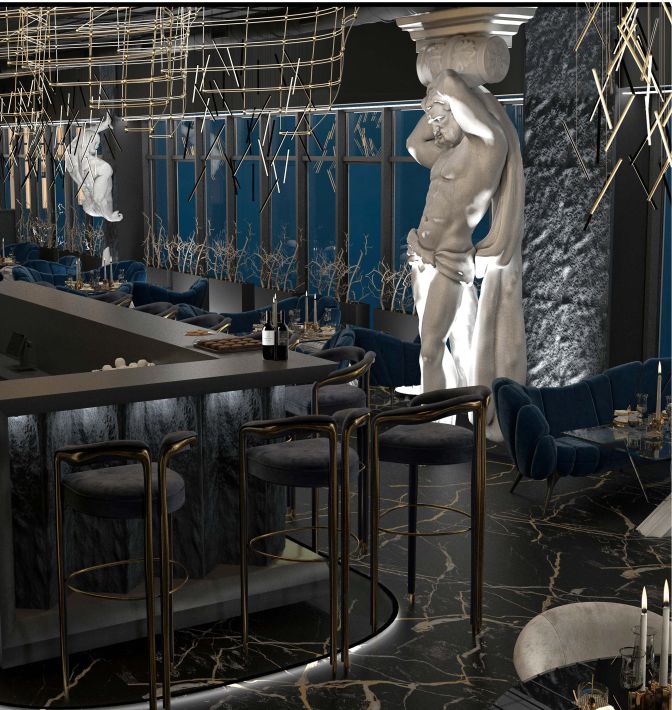 3D модель Дизайн- проект интерьера ресторана