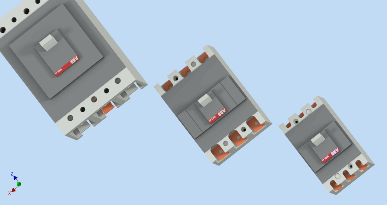3D модель Автоматический выключатель ABB SACE FORMULA три типо-размера А1,А2,А3