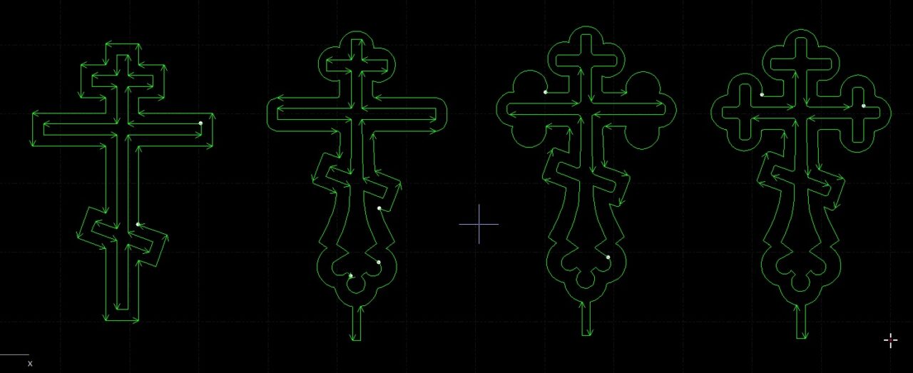 Чертеж Крест восьмиконечный (варианты)