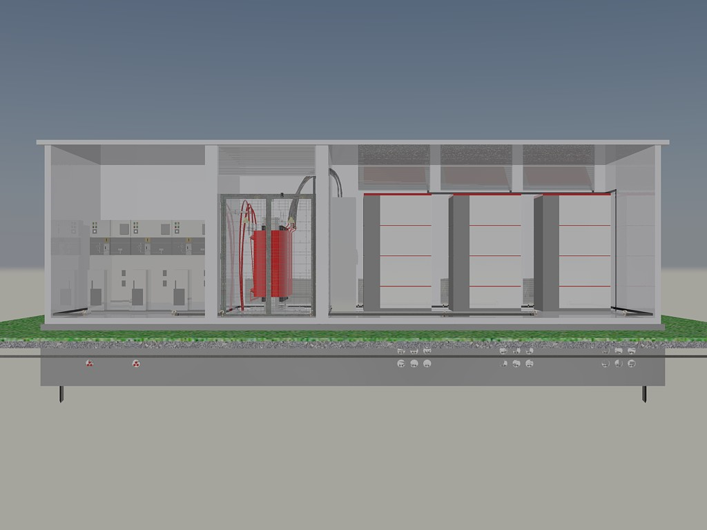 3D модель Подстанция с инверторами 10000х3000х3150