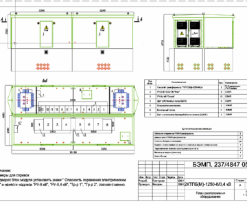 Чертеж Трансформаторная подстанция типа 2КТПБ 2х1250 кВА.