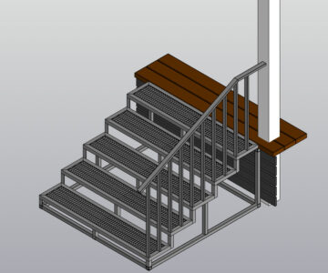 3D модель 3D-модель крыльца 5 ступеней к деревянной террасе из металлопрофиля.