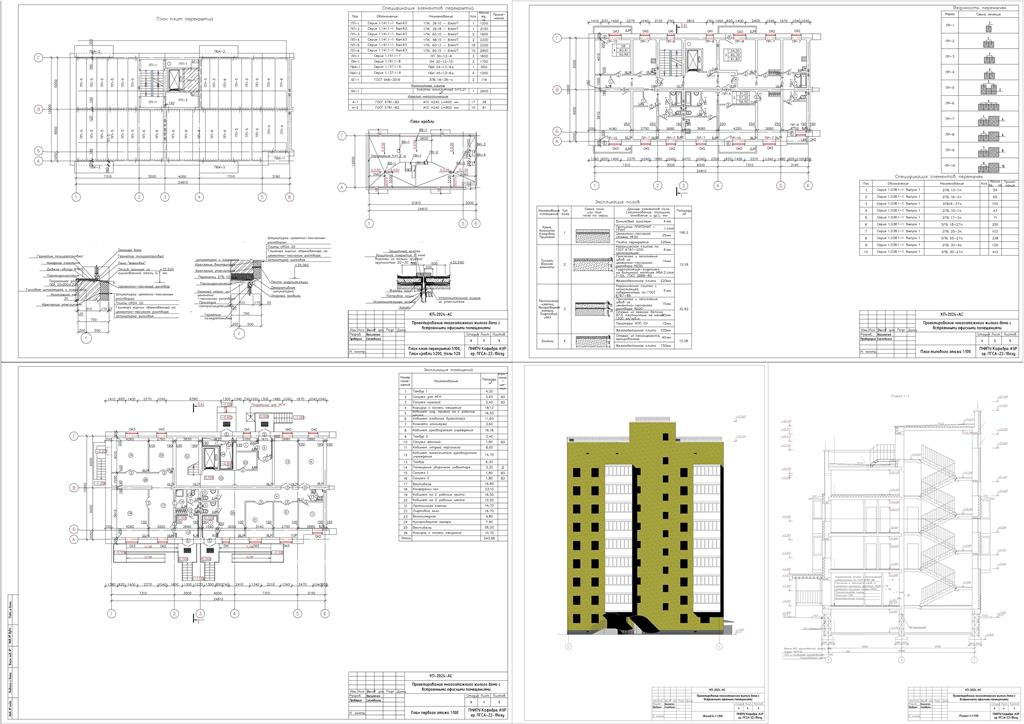 Чертеж Проектирование многоэтажного жилого дома со встроенными офисными помещениями в г. Псков