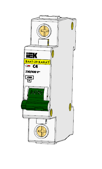 3D модель Автоматический выключатель ВА47-29 1P C 4А 4,5кА IEK