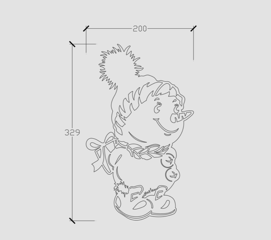 Чертеж Контур резки "Снеговик"